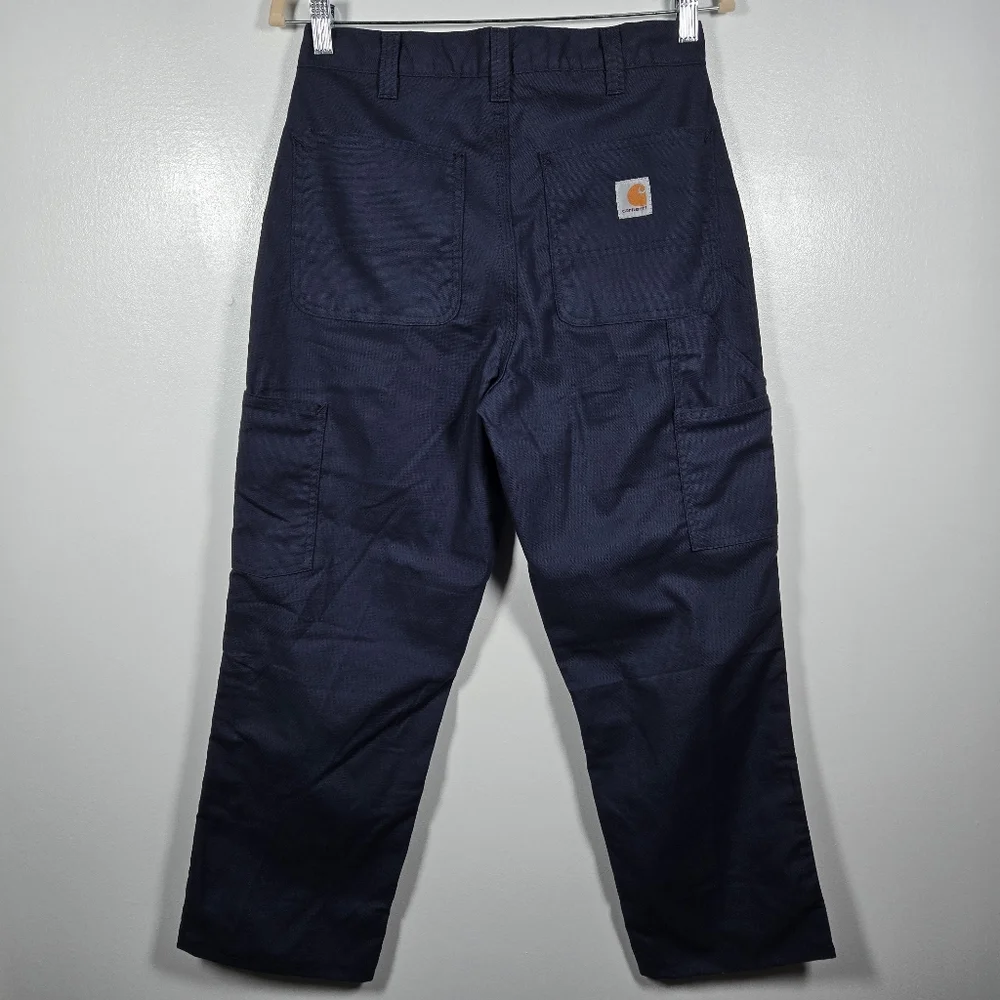 Carhartt Navy Blue Dungaree Fit Uniflorm Pants Mens Size 29 TAILORED INSEAM